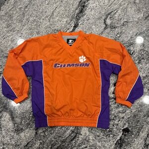 Clemson Vintage Starter Pullover Kids Medium Orange Purple #565‎